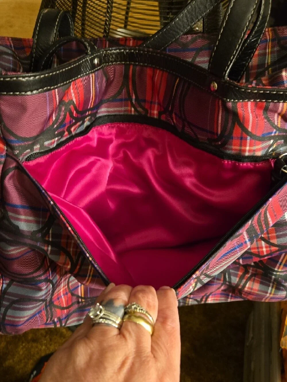 Coach Pink Plaid Signature Bag